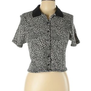 Wild Fable Large Cheetah Print Button Up Crop Top